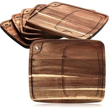 Uiifan 6-Piece Wooden Steak Plate Set 1