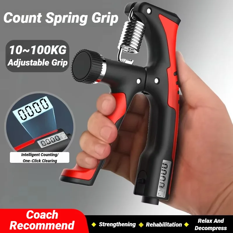 10-100KG hand exerciser Electronic Smart Counting Hand Grip Adjustment Exercise Power Strengthening Pliers Spring Finger Pinch Wrist Training