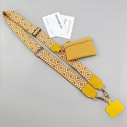 Adjustable Crossbody Phone Lanyard with Zippered Wallet and Coin Purse (Yellow)