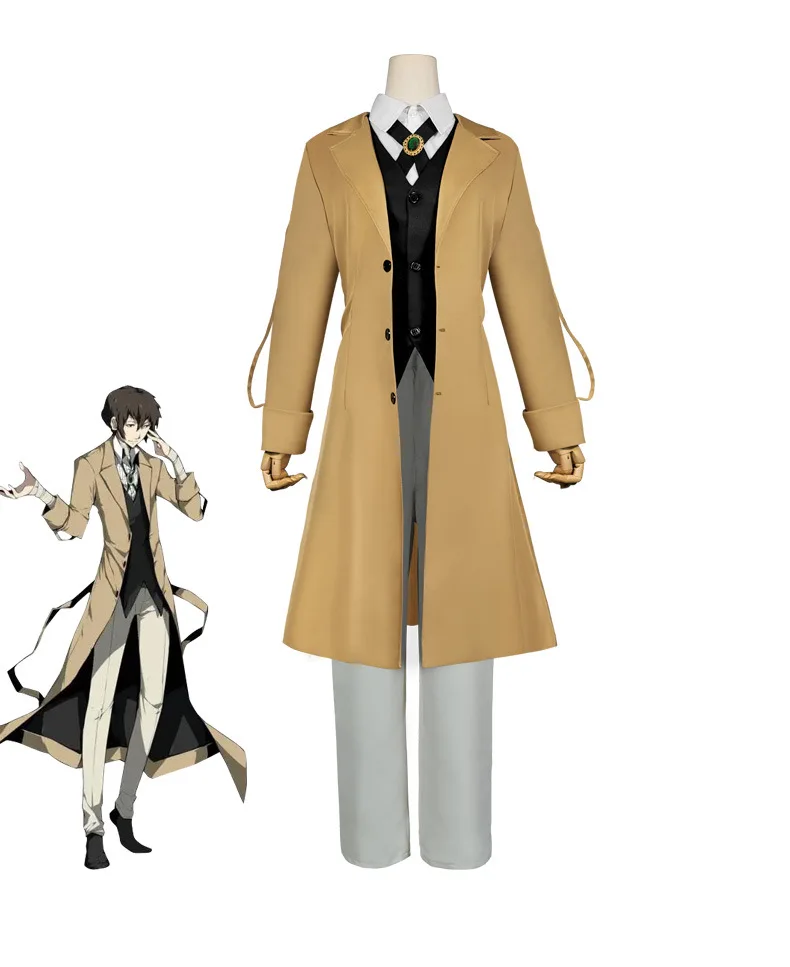 

Bungo Stray Dogs Dazai Osamu Cosplay Costume Long Jacket Coat Halloween Christmas Costume