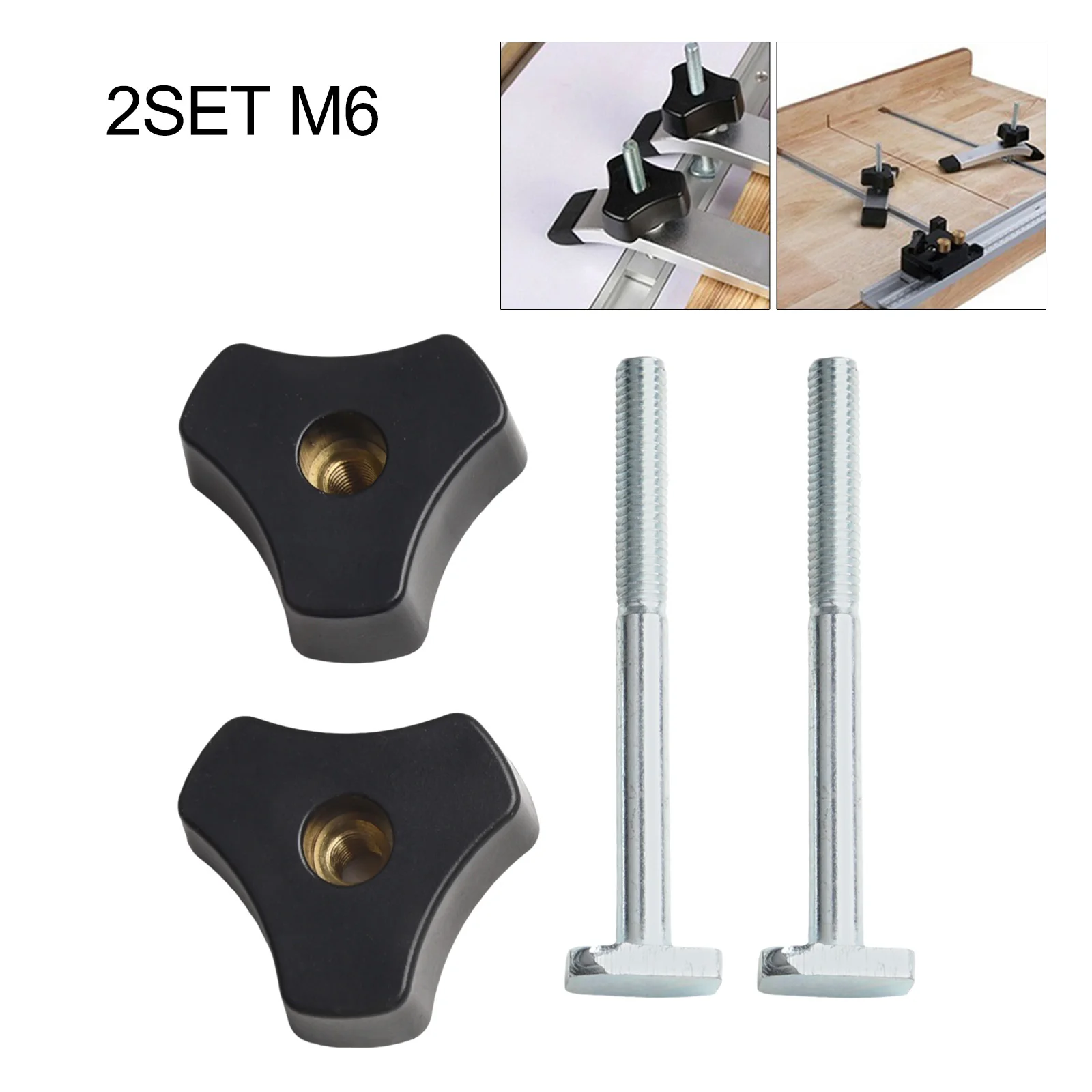 Knobs Clamps T-Track Bolts Knobs T Slot Bolts Tools W/ M6-70T Screw 4pcs Set Kits Lightweight Plastic Silver/Black
