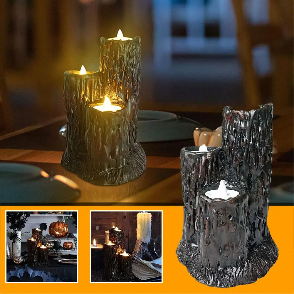 

Halloween Decor Melting Candle Cluster With 3 Candle Crafts Decoration Halloween Atmosphere Party Decorati Gift Resin Light T8J0