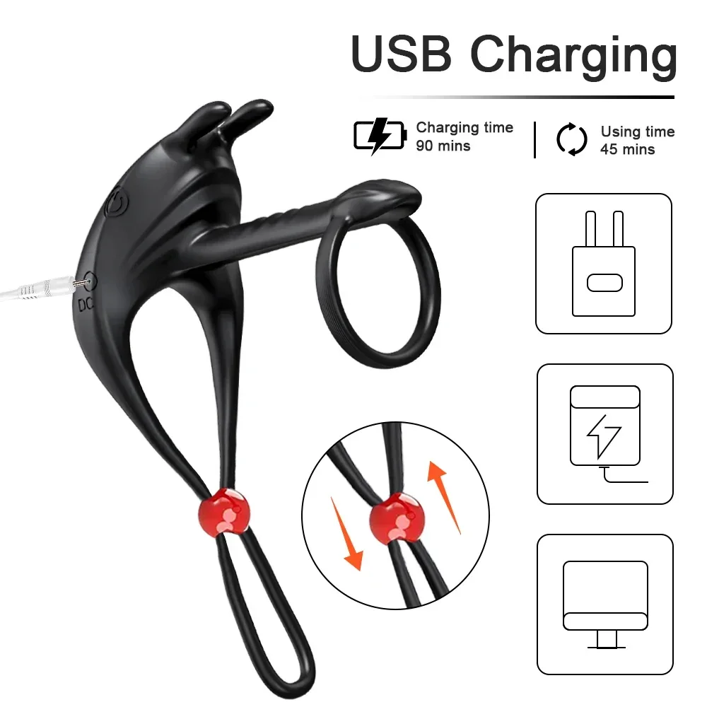 Vibrating Penis Ring Adjustable Remote Control for Men Ejaculation Delay Clit Stimulator Adult Goods Sex Toy