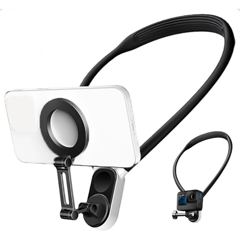 

Magnetic Neck Mount For Phones, Neck Cell Phone Holder POV/Vlog Selfie Mount Hand Free Phone Neck Holder Chest Stand, Durable