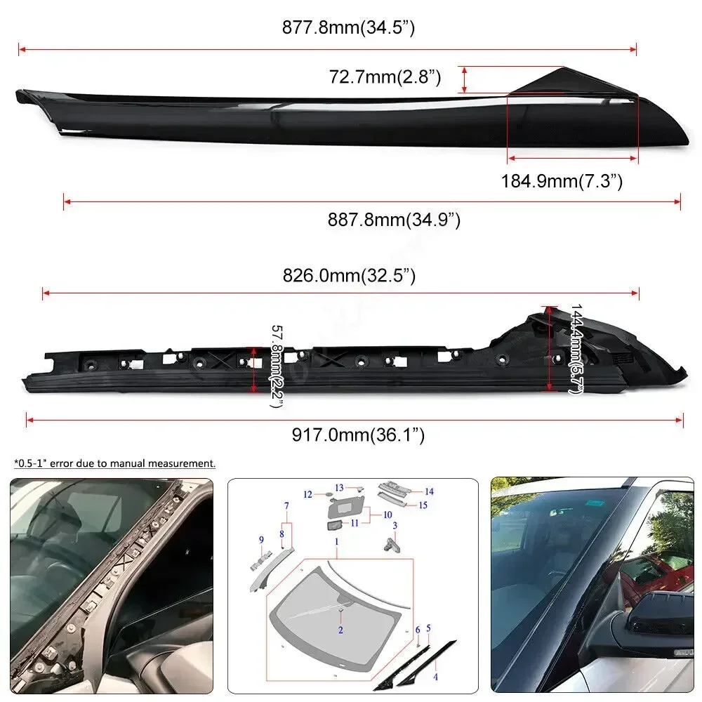 For Ford Explorer 2011 2012 2013 2014-2019 Windshield Side Pillar Cover Winscreen Window Glass Outer Molding Inner Lining Trim
