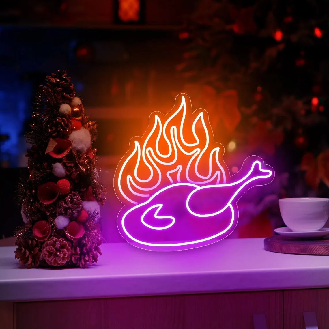 

Roast Chicken With Flame Led Neon Sign Shop Restaurant Window Decor Party Bedroom Wedding Bar Christmas Table Wall Decoration