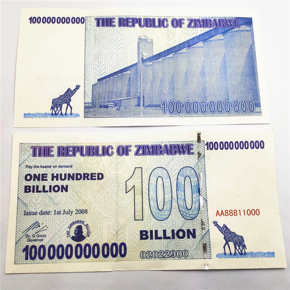 10 Pezzi Copia Zimbabwe Cento Miliardi Di Denaro Cartaceo 2008 Anni Banconote Banconote Da Collezione Billetes Collection