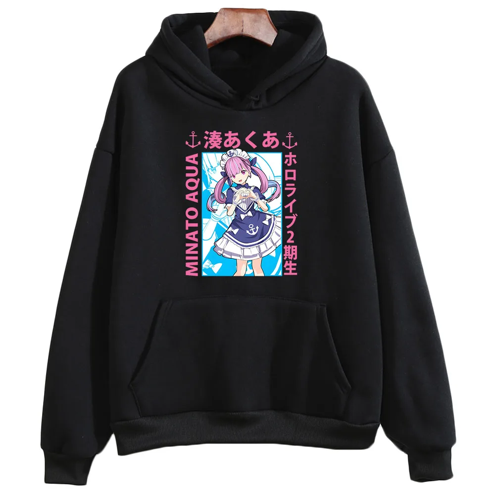 

Hololive Minato Aqua Hoodie Girls Cartoon Graphic Sweatshirt with Hooded Unisex Winter Aesthetic Pullovers Sweatshirts Hoodies
