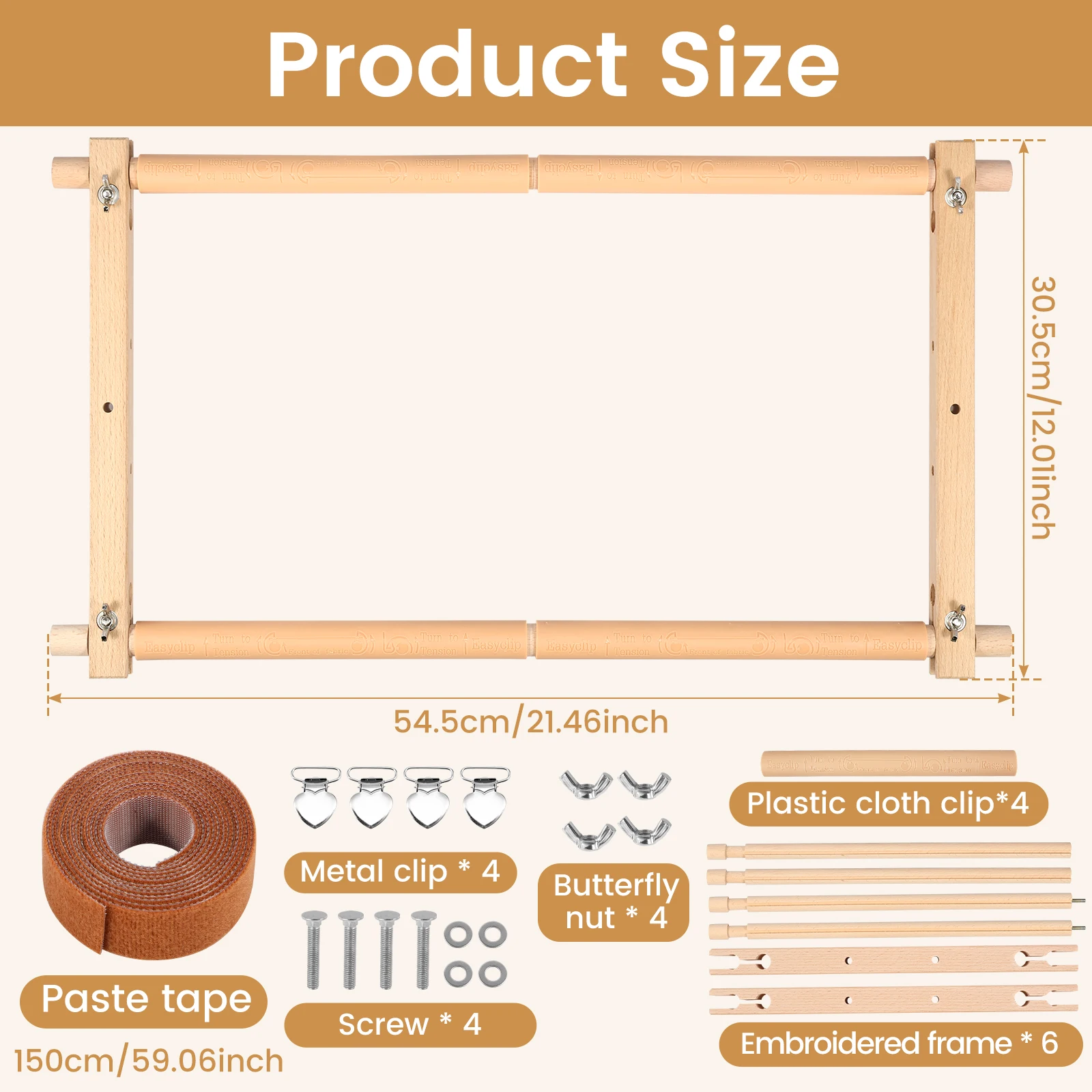 מסגרת גלילה עץ לתפירת צלבים מסגרת גלילה מסתובבת עם מחט מתכווננת מסגרת גלילה לתפירת רקמה