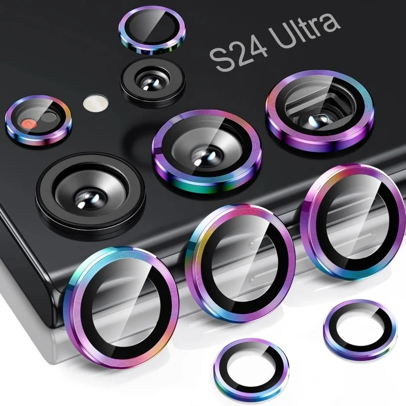 Premium 9H Tempered Glass Camera Lens Screen Protector with Aluminum Alloy Ring Cap