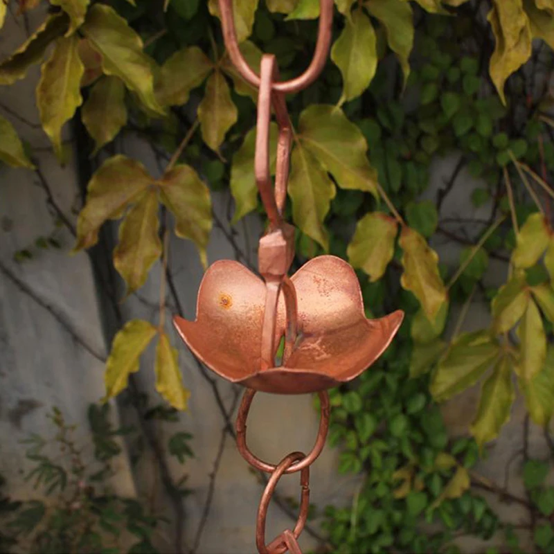 2.6m Handmade Copper Falling Water Rain Chain Copper Pendant Decoration