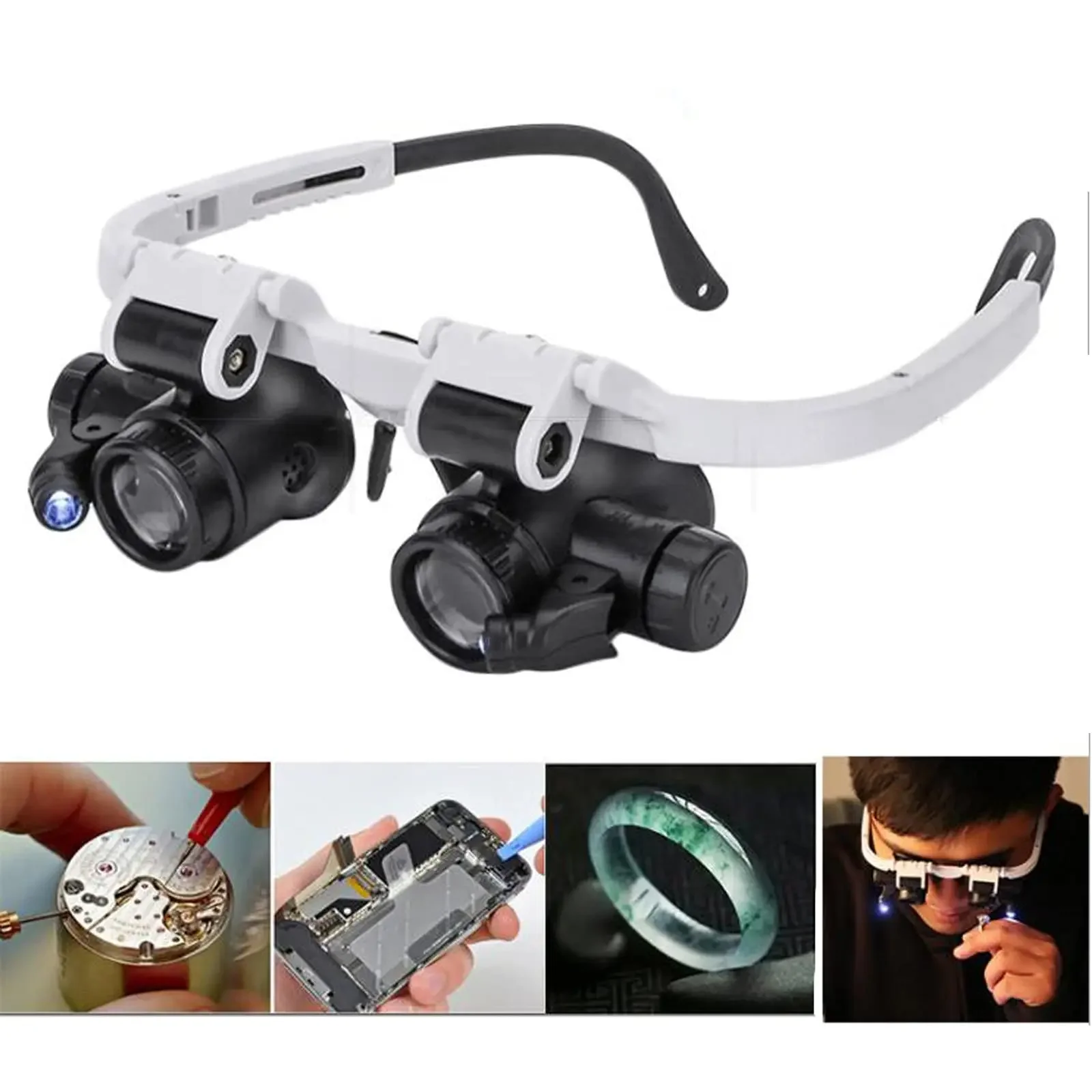 Watch repair tool magnifying glass jewelry magnifier jeweler repair magnifier jewelry magnifying glass soldering magnifier headband magnifier reading magnifier soldering repair magnifier head wearing magnifier Magnifying Glasses 8X 15X 23X Magnifier LED Headband Glass Eye Magnifier Repair Tool Watchmaking Tools Coin Stamp Jewelry Loupe