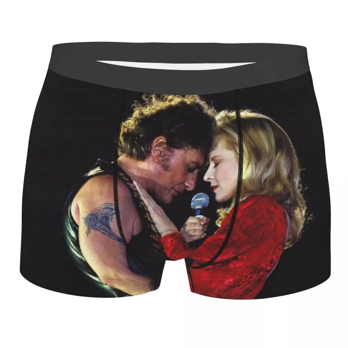 

Sexy Boxer Shorts Panties Briefs Man Johnny Hallyday And Sylvie Underwear Rock Music French Singer Soft Underpants for Homme