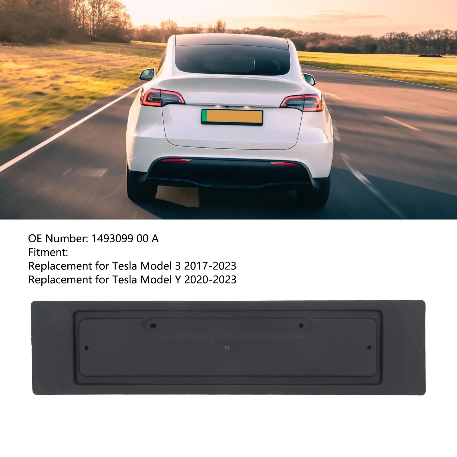 

Car Rear European License Plate Frame Holder Bracket 1138982-00-A Fit for Tesla Model 3 2017-2023 Y 2020-2023 1493099-00-A