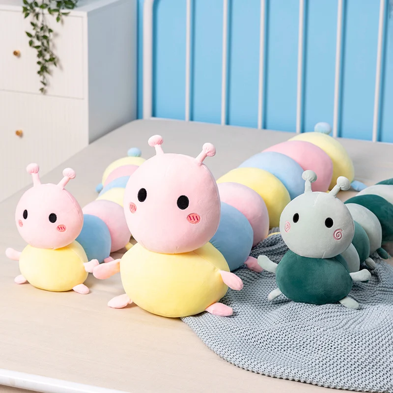 100-150cm Cute Cartoon Colorful Caterpillar Plush Toys Soft Stuffed Animals Insect Doll Plushie Long  Pillow for Girl Xmas Gifts cat caterpillar no 12