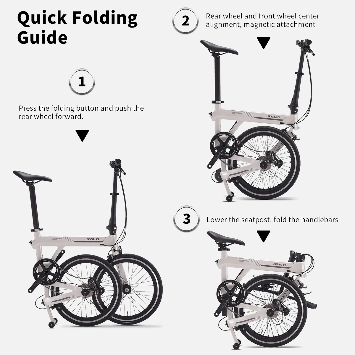 SAVA Z3 Carbon Folding Bicycle 20 Inch Shimano SORA 9 Speed Dual U Brake City Bike - Image 4