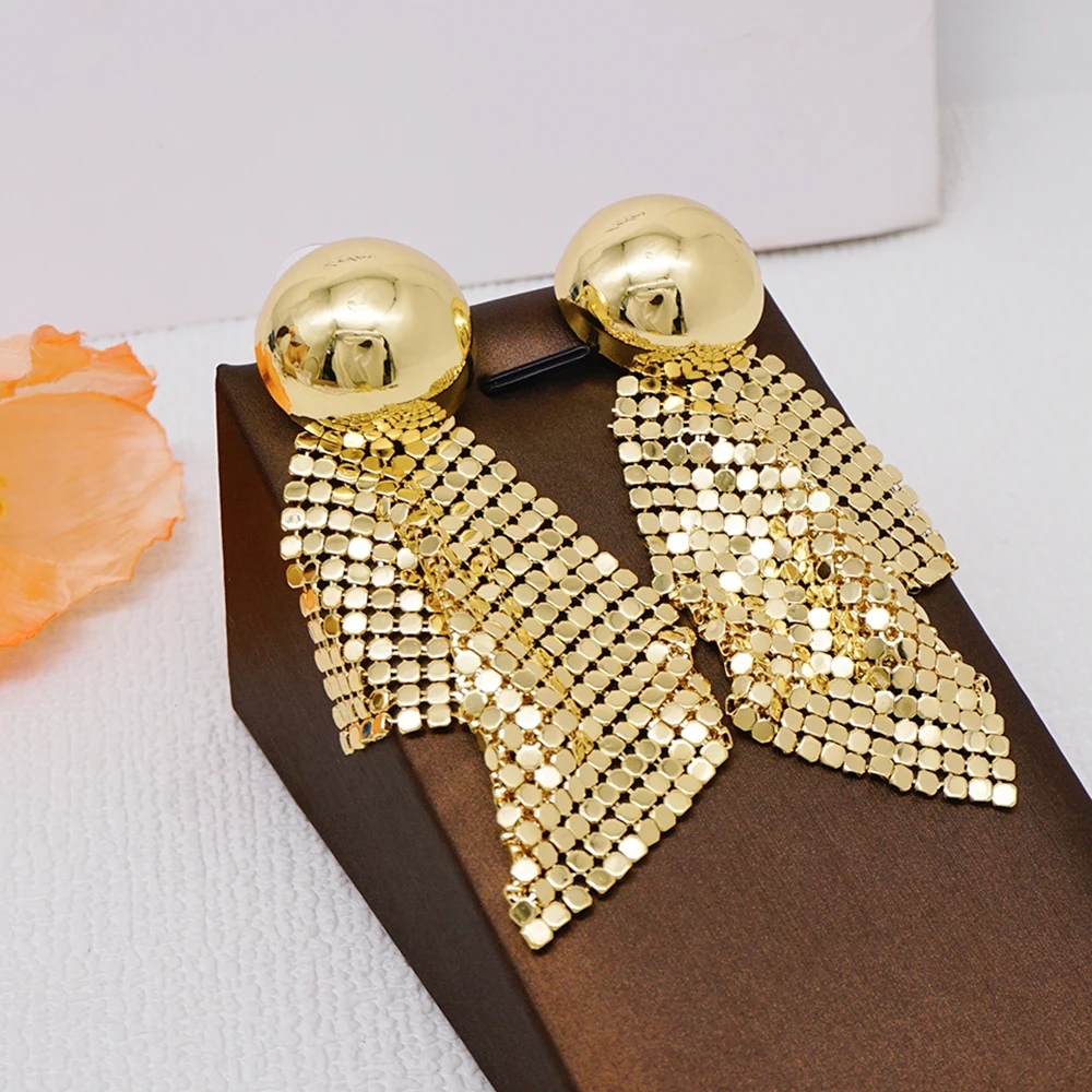 Fashion Bohemian Tassel Earrings Jewelry For Women Gold Color Italian Lady Elegant Hoop Earrings For Wedding Bride Party Gifts