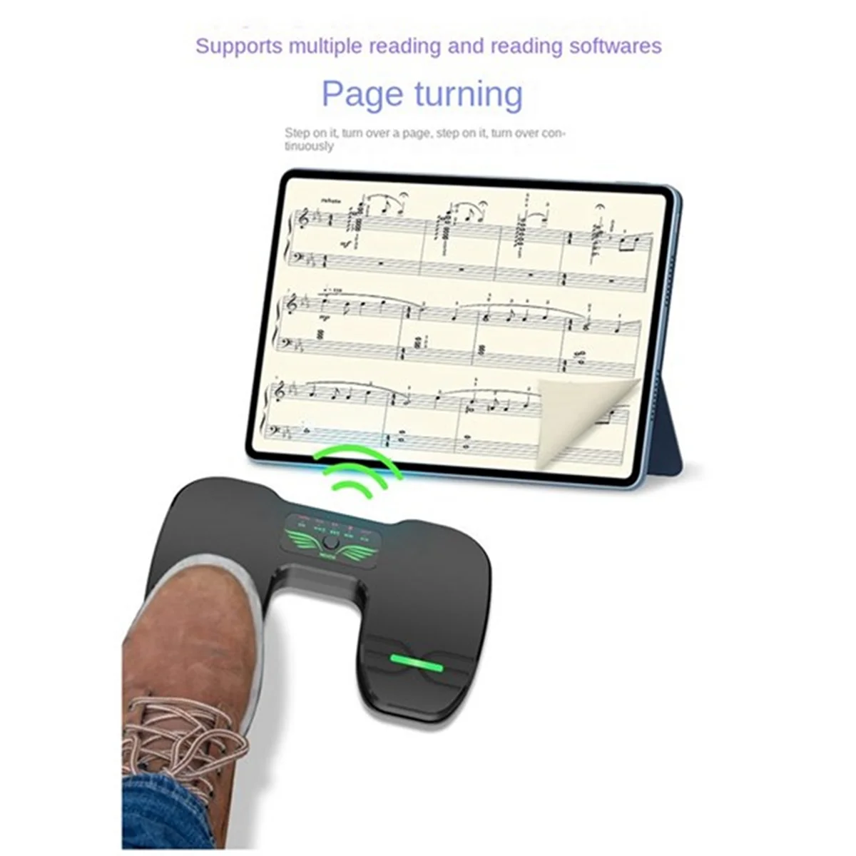 

Wireless Foot Pedal Double Switch Music Page Turner Silent Foot Pedal for Tablets Smartphones Anti-Skid