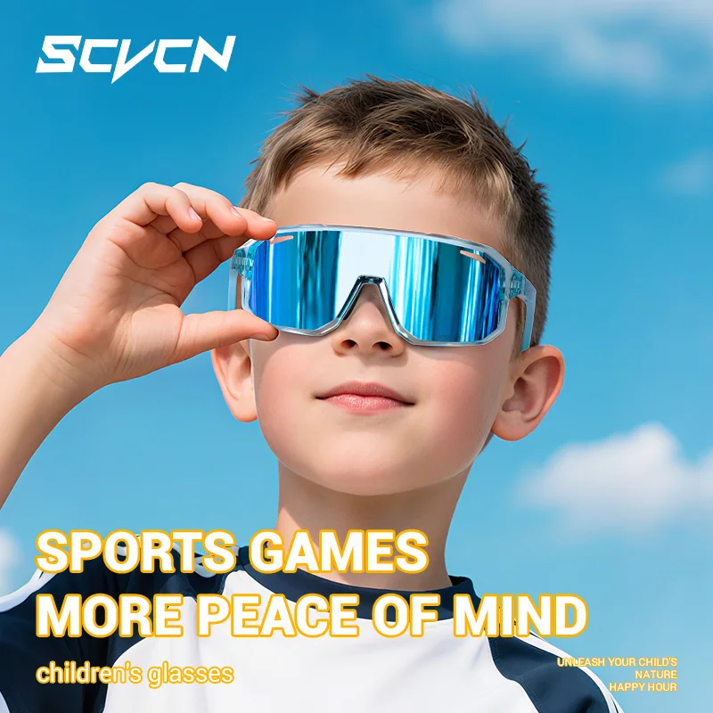 SCVCN 8-15 Years Boys Girls Cycling Glasses Outdoor Sports Running Hiking Climbing Sunglasses UV400 MTB Bicycle Eyewear Children