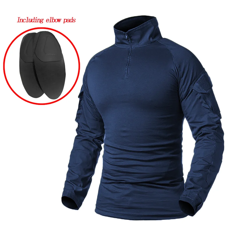 Tactical Shirt Men Combat Work Clothes Long Sleeve Tactical Elbow Pads Uniform Cotton Military CP Camouflage Shirt Man T Shirts