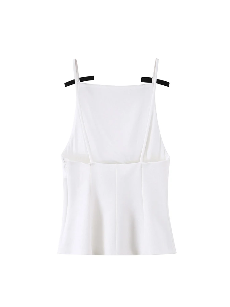 Summer Women Strap Camisole 2026 New Sleeveless Slimming Solid Fashion Sexy Backless Short Tank Top Women Vacation Sling Tops