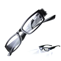 Enhanced Illuminated Reading Glasses with Adjustable Magnification - +400 (Black)