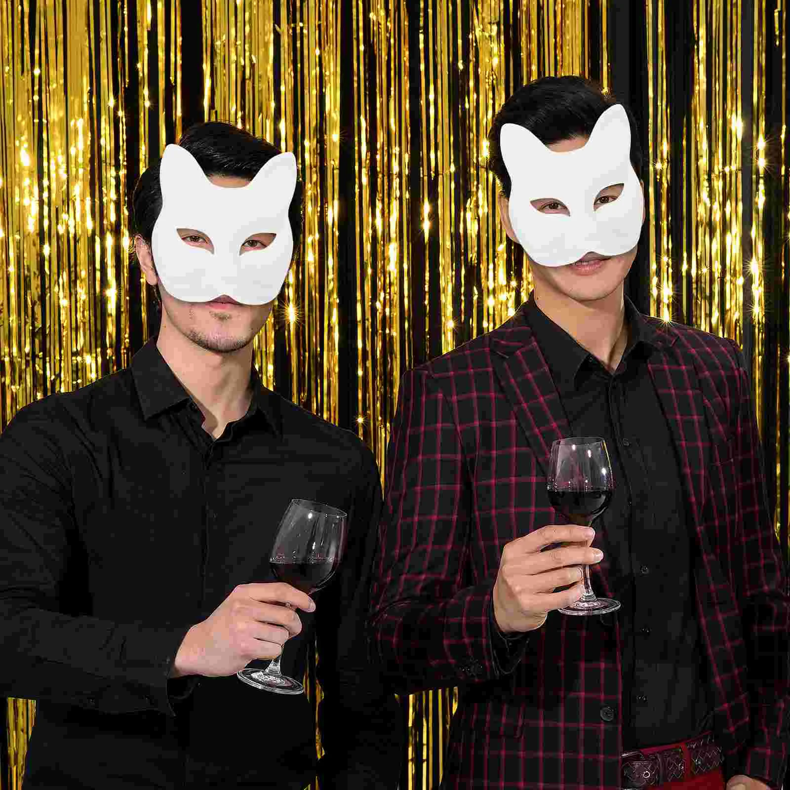 

Kitsunes Fox Masks 3Pcs Blank Paper Cat Half Face Cover Diy White Animal Masks Fox Cosplay Costume Japanese Anime