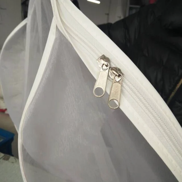 Kétoldalas Átlátszó Tüll/Voile Esküvői Menyasszonyi Ruha Por Burkolata Oldalsó Piperrel Az Otthoni Ruhásszekrény Ruhadarabos Tárolózsákhoz - Image 4