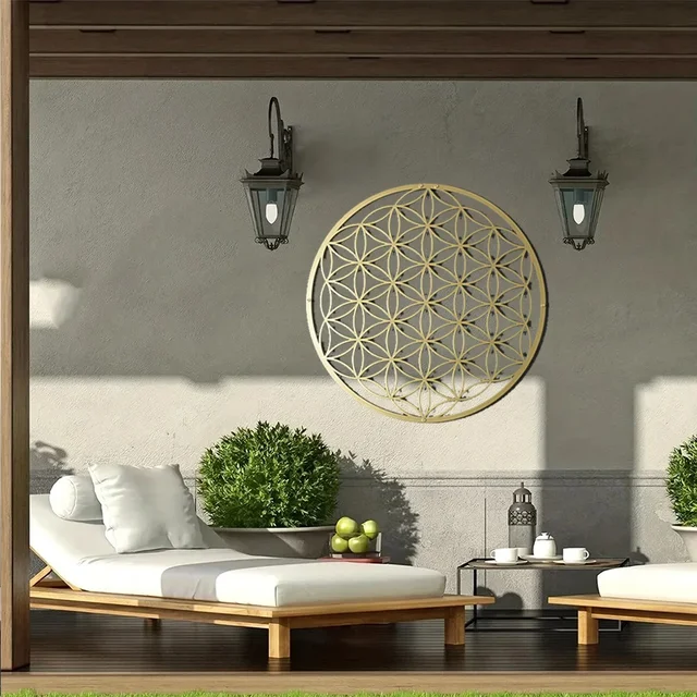 Ramadan & Eid – Art mural spécial fleur de vie en métal, pour décoration de chambre à coucher et de salon, Design Lotus comme pièce d'accent au-dessus du canapé 3