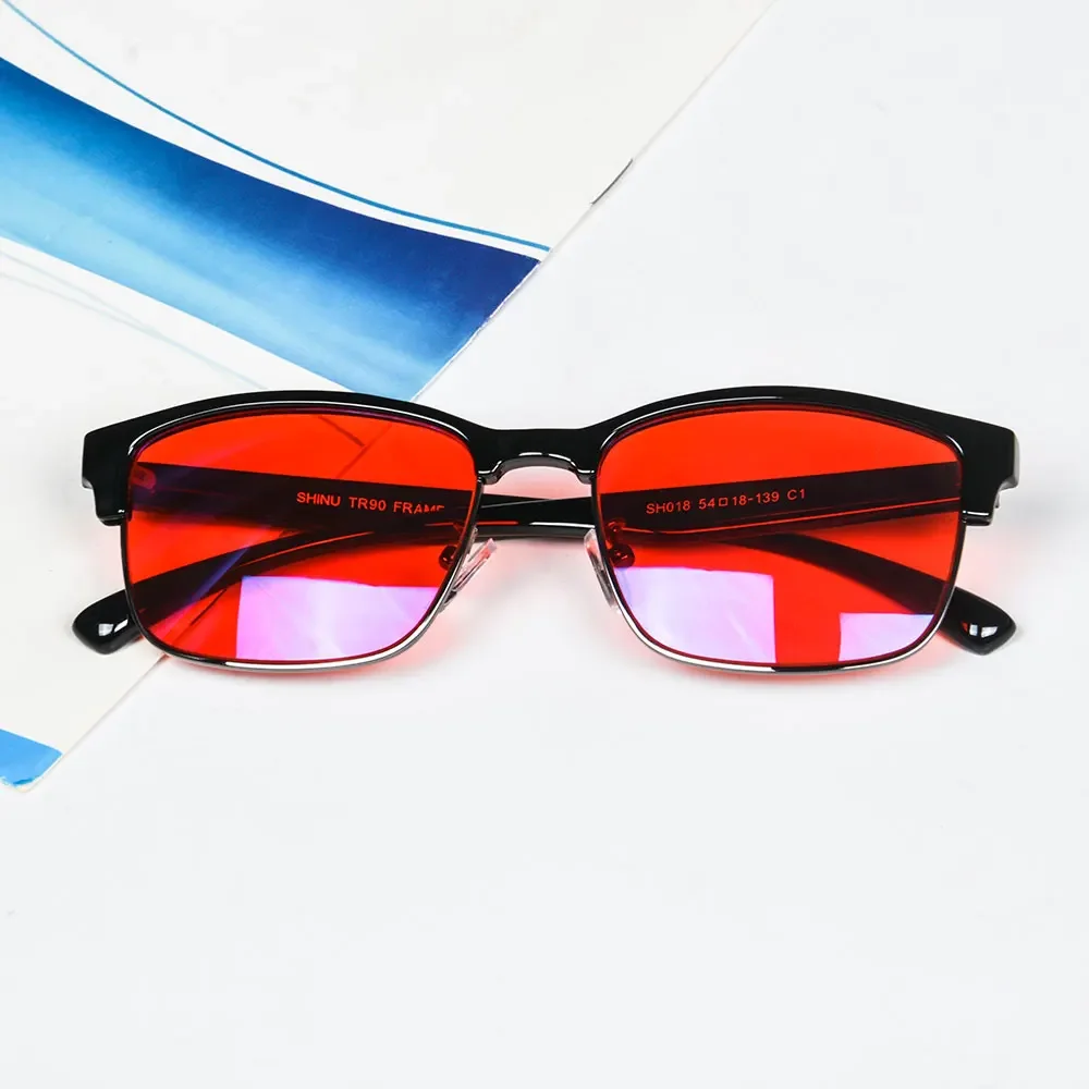 SHINU Red lens glasses men better sleep red lens blue light blocking computer glasses orange prescription computer glasses,blue light blocking glasses,blocking glasses