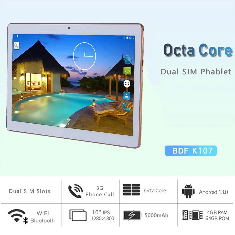 새로운 10인치 구글 태블릿 PC 옥타코어 4GB 램 64GB 롬 안드로이드 13 듀얼심 3G 통화 가능 4G 풀HD 태블릿 5000mAh