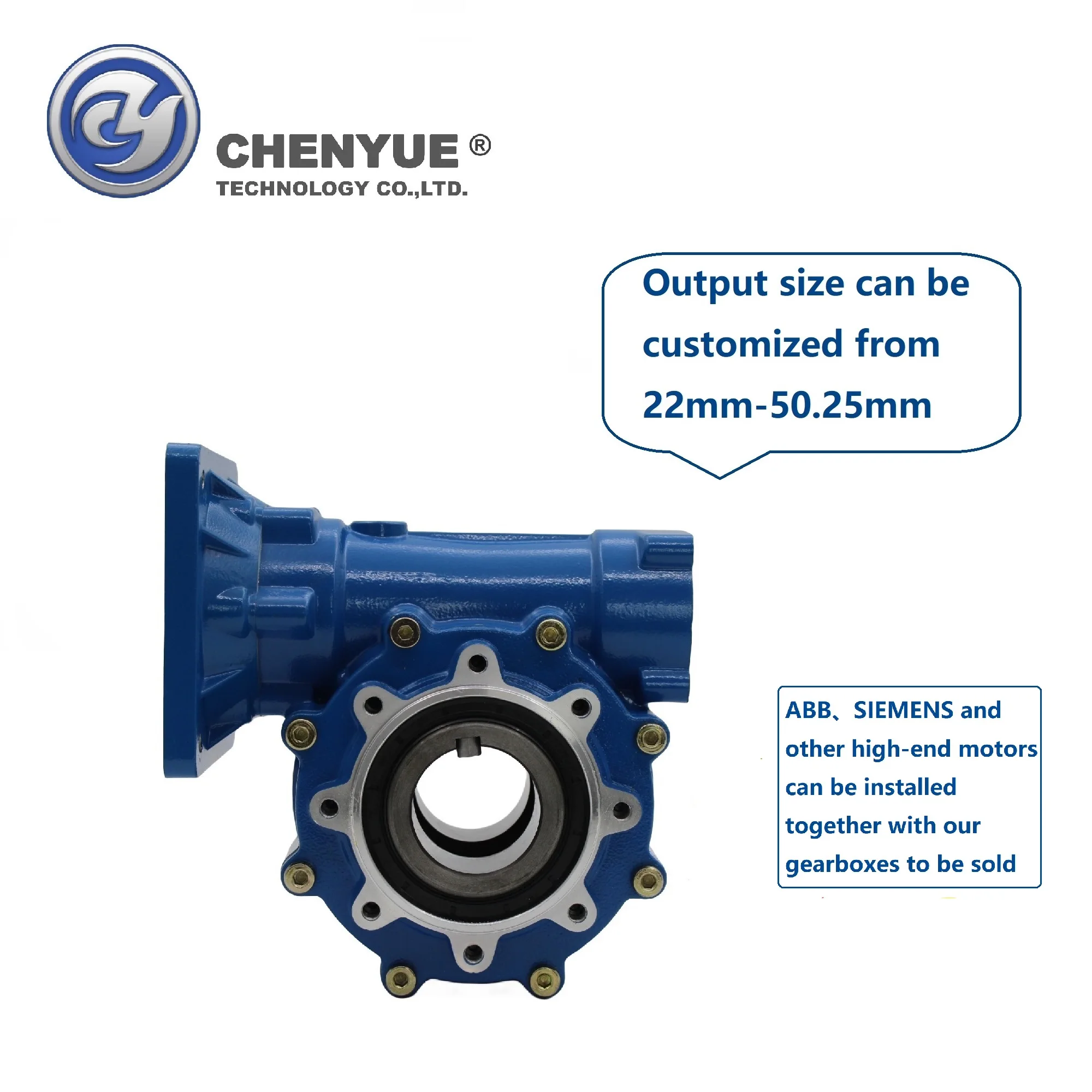 CHENYUE Big Input Hole Worm Gearbox CYWF50 Input 22 Output 50mm Ratio 7.5:1/60:1 Speed 80-233N.m Engine 3Kw Free Maintenance