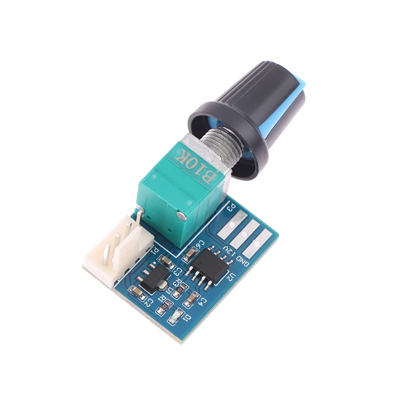 DC 12V Single Channel Fan Speed Controller PWM Speed Controller 25KHZ Motor Control With Rotary Potentiometer To Adjust 4Pin