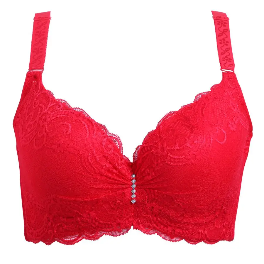 Thin bra cup adjustable push up bra side gathering furu mm Large c cup e cup women underwear plus size red bra Bras