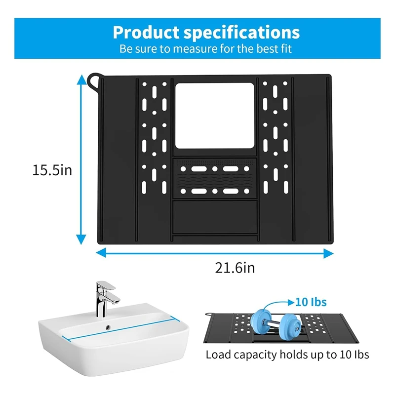 Bathroom Sink Cover For Counter Space Silicone Bathroom Sink Makeup Organizer Mat Resistant Makeup Organizer Pad Black Durable