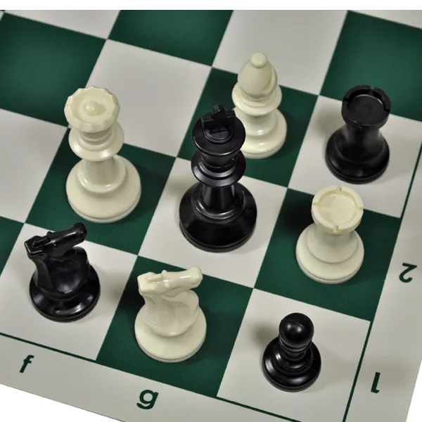97mm King Height Plastic Chess Set 4 Queens 34 PS Resin Chess Pieces 51x51cm Board Club School Training