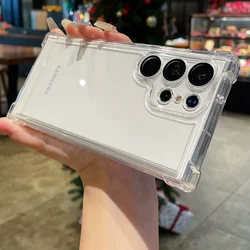Luxury Transparent Phone Case with Soft Bumper and Camera Protector - Clear Hard Acrylic Cover for Samsung S24 Plus (Clear)