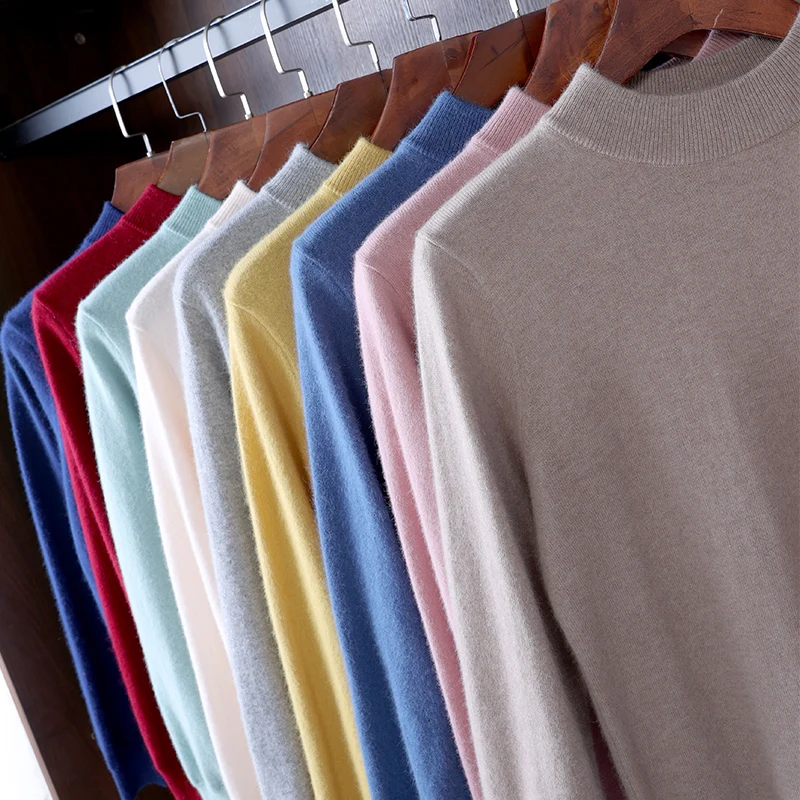 Men's Autumn/Winter 2022 New Half Neck Solid Color Long Sleeve Knit Pullover Plus Size Thick Business Casual Comfortable Base