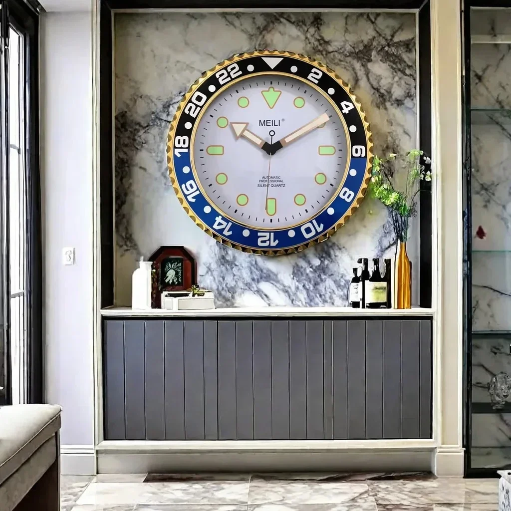 Wall clock 30CM luxury metal art large digital luminous 3D home decor living room