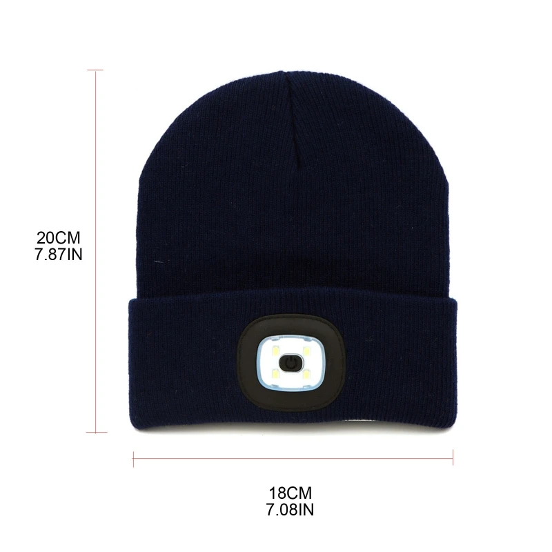 Winter Beanie Hat Winter Beanie Sports Headgear Light Beanie Hat USB Rechargeable Hands Free with Night Flashlight for Boy Girl