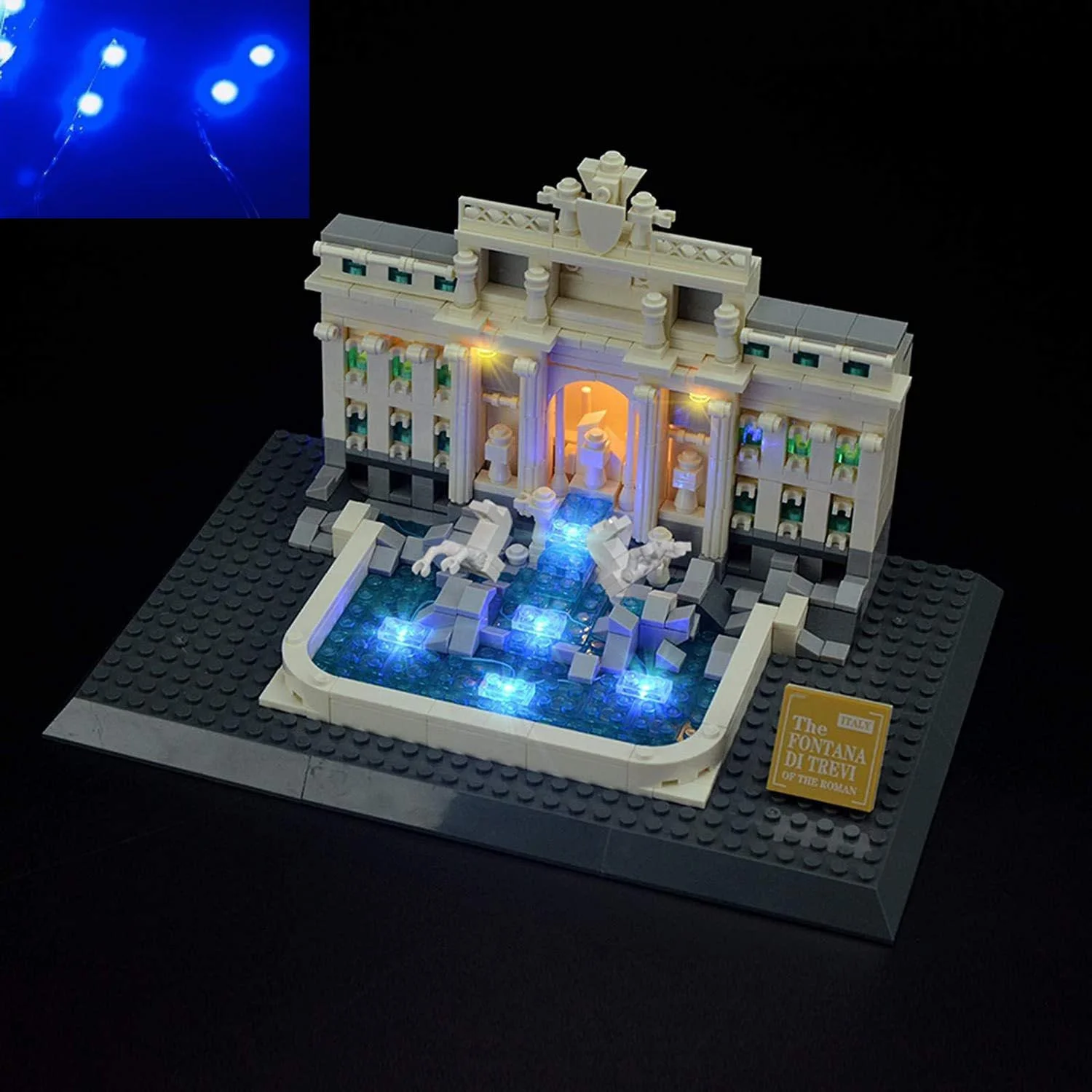 USB Light Kit for Lego Architecture Trevi Fountain 21020 Brick Building Included Model)