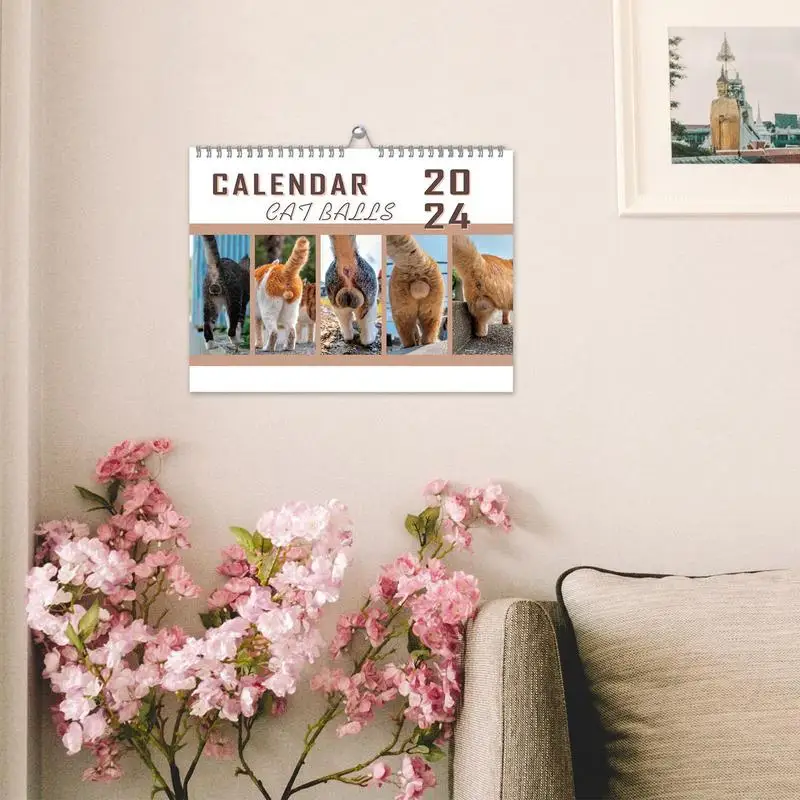 

2024 Funny Wall Calendar Cat Hanging Holiday Calendar from Jan 2024 Dec 2024 cat Photos For Home Decorations New Year Gifts