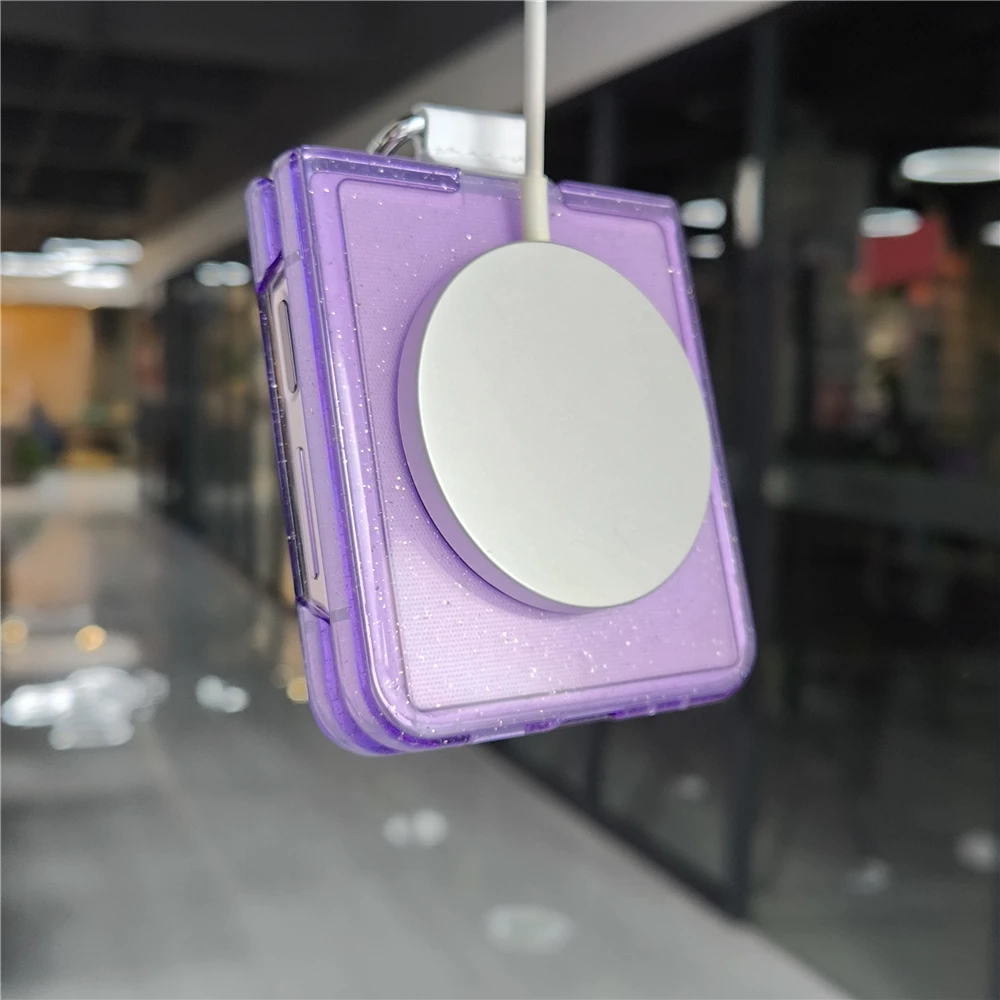 Glitter Transparent Magnetic Ring Holder Case with Wireless Charging and Shockproof Design