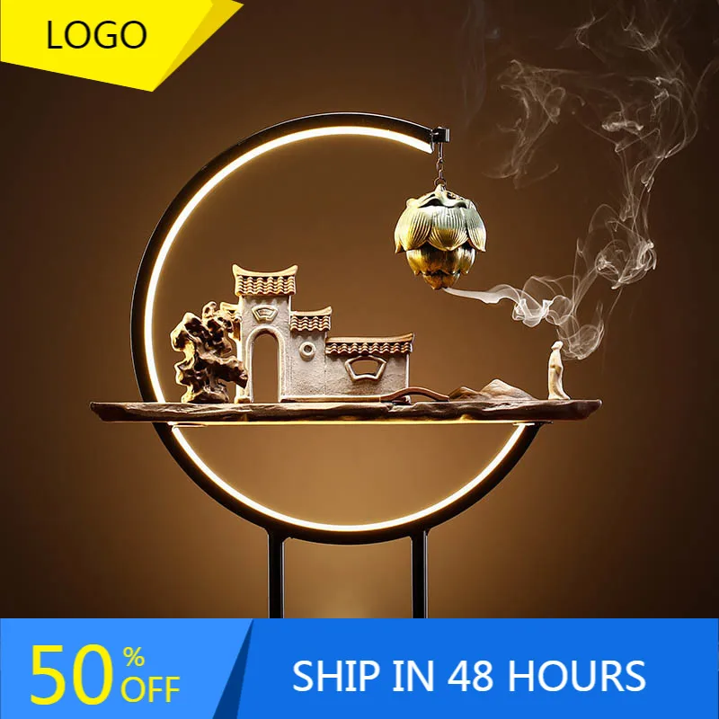 Aroma Diffuser Incense Burner Waterfall Zen Garden Backflow Incense Burner Air Aesthetic Incensario Ramadan Decoration 2022