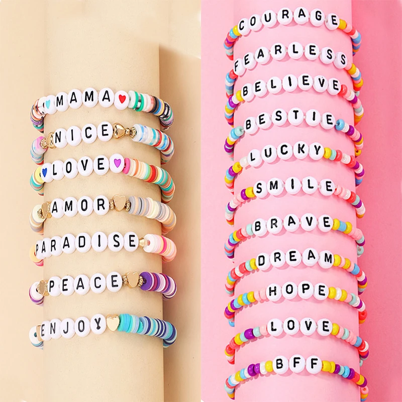 OMY Letter Bead Bracelet Women Adjustable String Name Bracelets