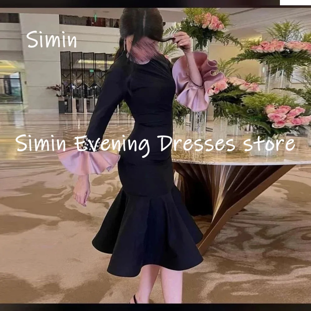 

Simin Satin Mermaid Scoop Neckline Ruffle Populer Formal Prom Gown Ankle-length Evening Elegant Party dresses for women 2023