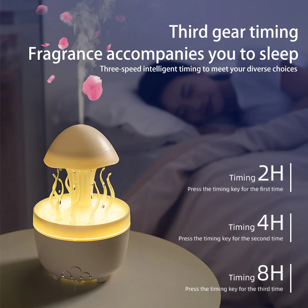 UFO Umbrella Essential Oils Diffuser Large Capacity Humidifier Christmas Jellyfish Aroma Diffuser Raindrop Sleeping Night Lights 4