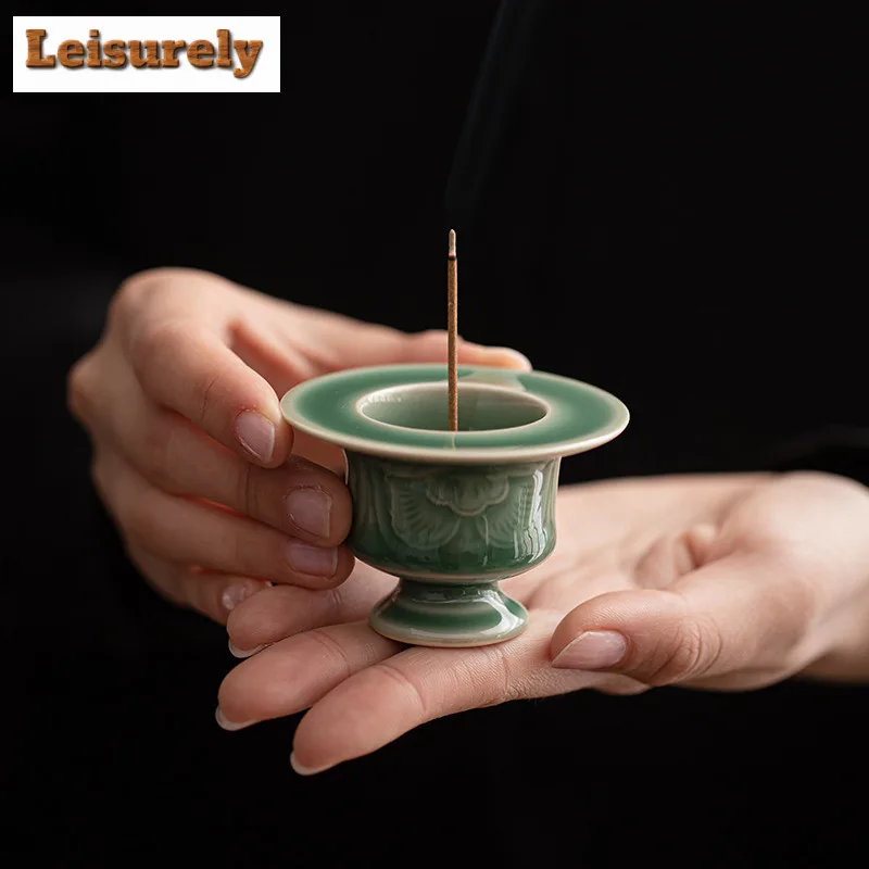 Embossed Ceramic Small Incense Holder Water Fountain Decoration Incense Burners Consecrate Censer Teaset Accessories Ornaments