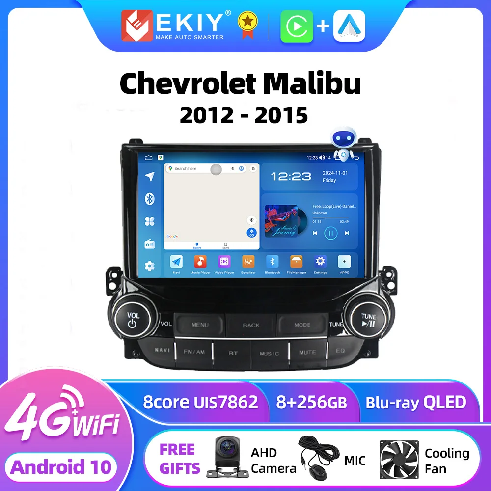 EKIY For Chevrolet Malibu 2012-2015 무선 CarPlay 안드로이드 자동 라디오 자동차 멀티미디어 비디오 플레이어 스테레오 GPS Navi No 2 Din DVD