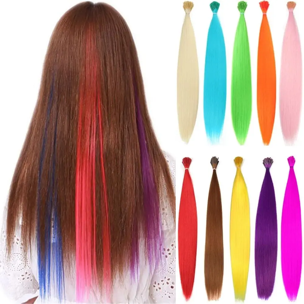 

10Pcs/Pack No Clips Hair Accessories Stands of Hairpieces Hair Extensions Fake Hair Pieces I-tip Hairpiece Synthetic Hair